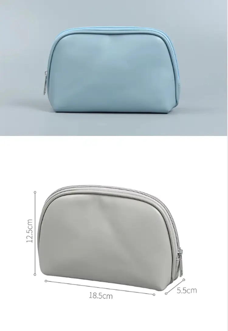 Round Vegan Leather Makeup Pouch Ergonomic Shape and Contour Value